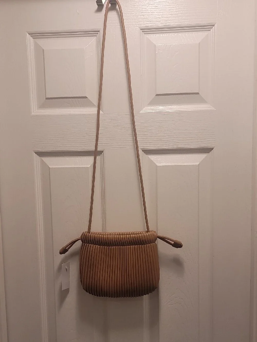 Loft Pleated Tan /Mauve Crossbody Bag - Women Bags, Shoulder Strap Length 23